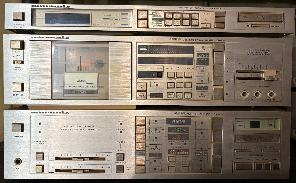 Chaine Hifi Marantz Ampli + tuner + K7 Gold / champagne, TV, Hi-fi & Vidéo, Enlèvement, Utilisé, Deck cassettes ou Lecteur-enregistreur de cassettes