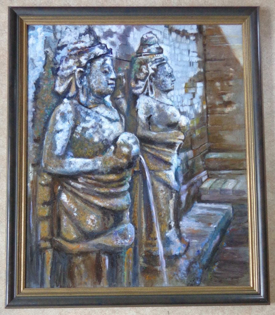 LOUIS NAGELKERKE / TEMPELBEELDEN / OLIEVERF DOEK / 136x116cm, Enlèvement