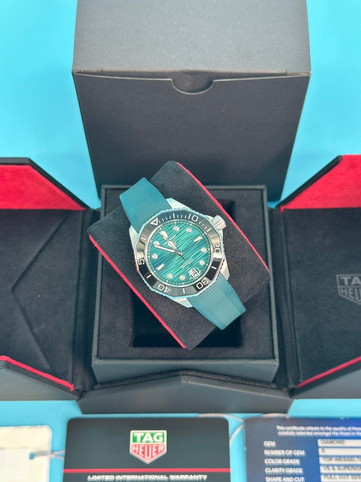 Tag Heuer Aquaracer Professional 300 36mm FULLSET NIEUW 8/26, Handtassen en Accessoires, Horloges | Dames, Staal, Polshorloge