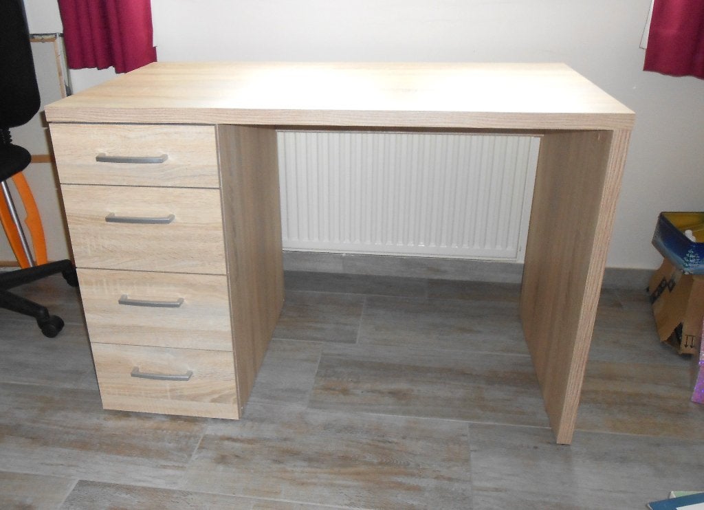bureau ,4 tiroirs, comme neuf + petit meuble en option, Enlèvement, Comme neuf, Beige