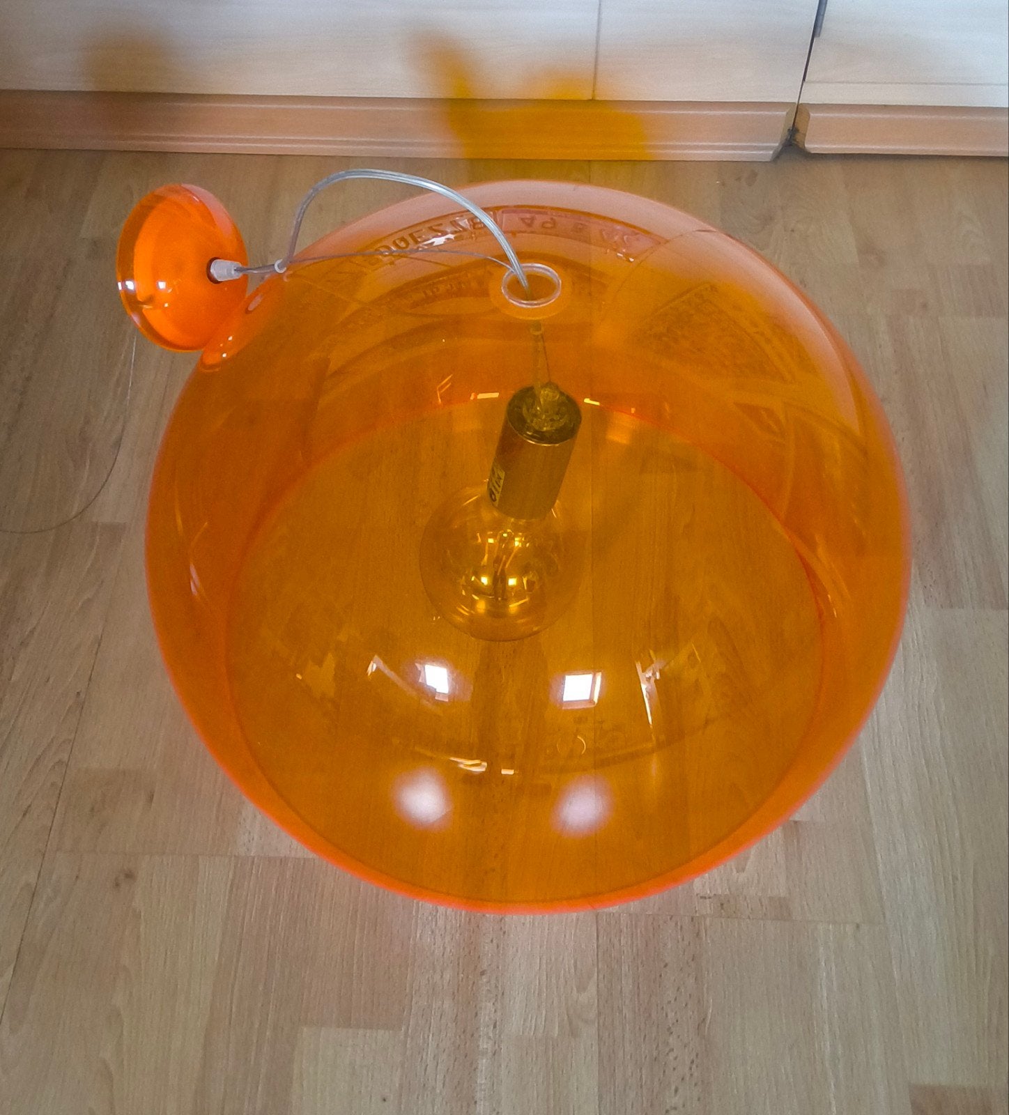 Kartell Fly plafondlamp in retro oranje, Ophalen, Kunststof, Inclusief lichtbron, Vintage
