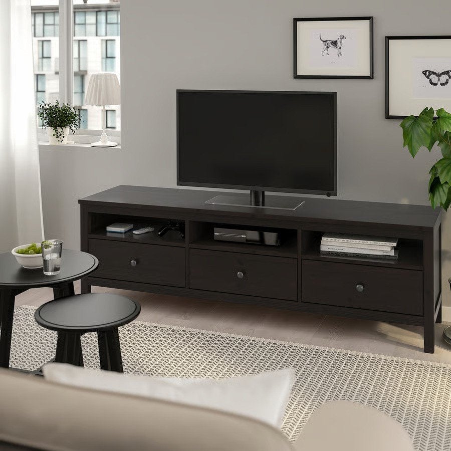 Meuble TV IKEA HEMNES (noir et marron) — Spacieux et solide, Maison & Meubles, 25 à 50 cm, Moins de 100 cm, 150 à 200 cm, Enlèvement