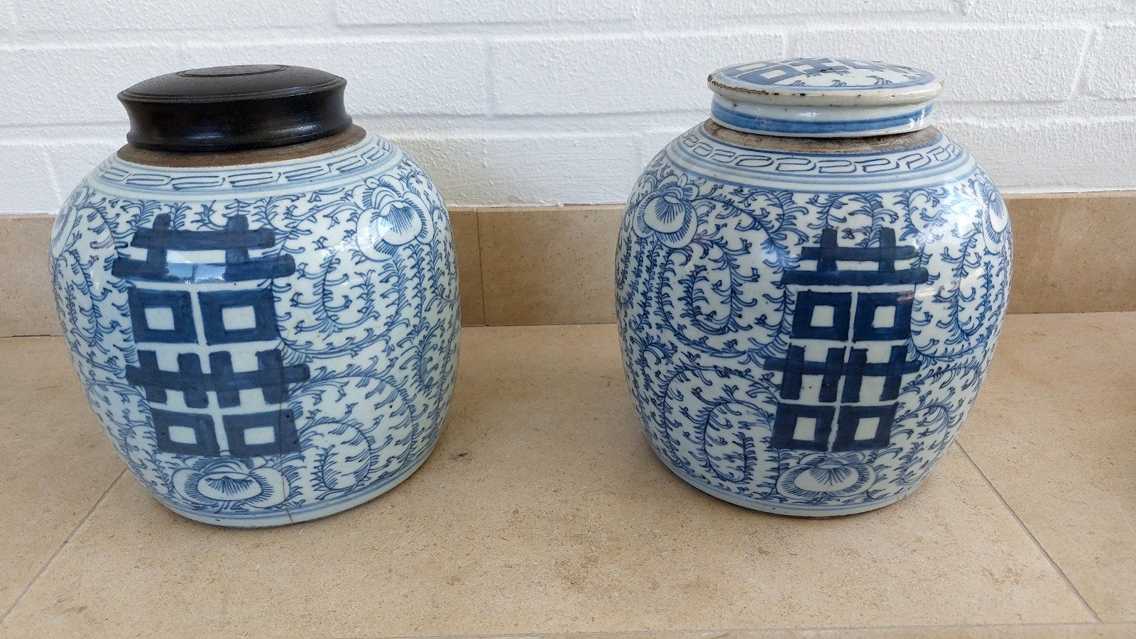 Bocaux à gingembre chinois anciens Double Happiness, lot de, Enlèvement