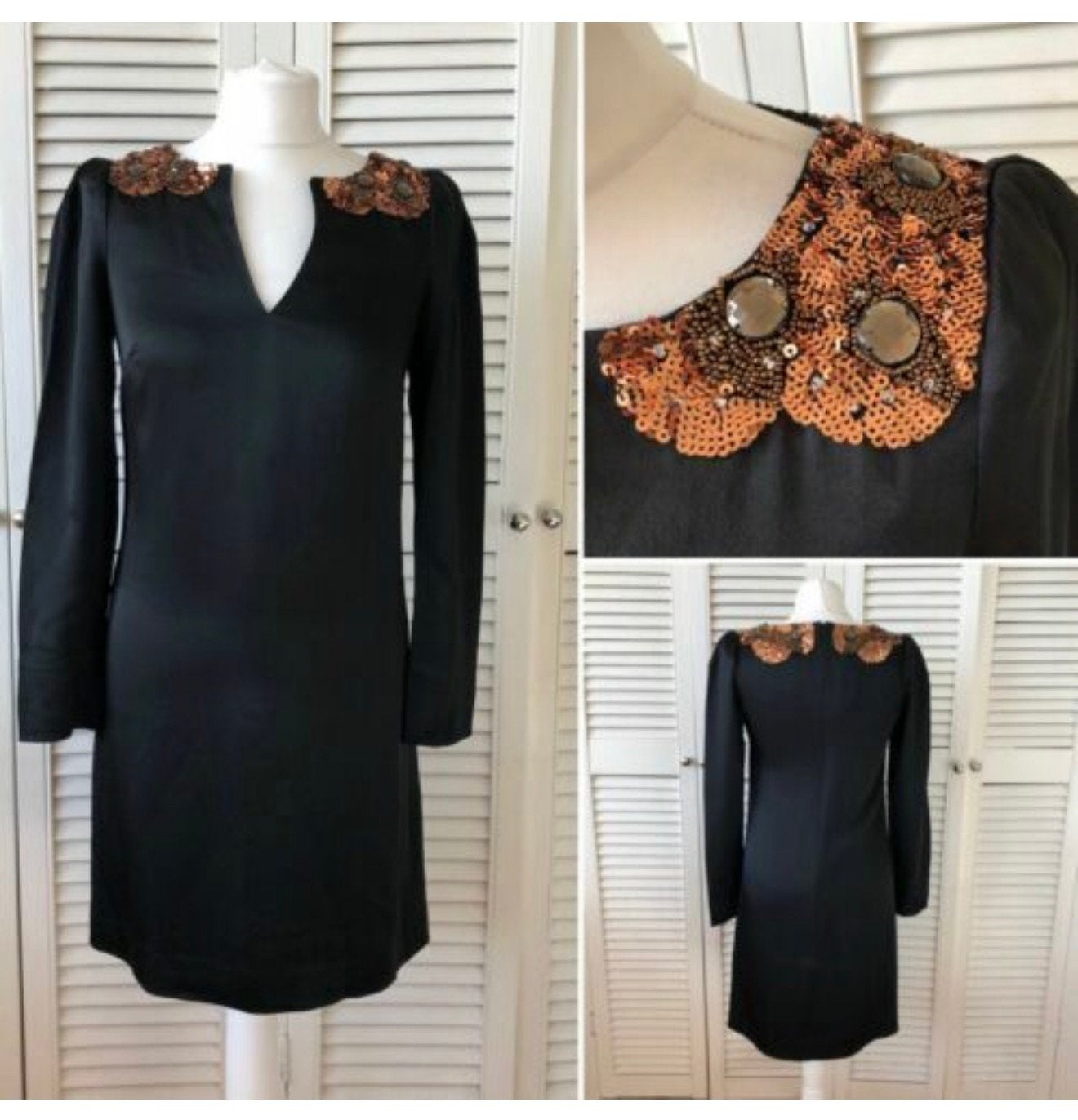 Robe NEW Monsoon 38-M bronze noir + épaules, Enlèvement ou Envoi, Neuf, Taille 38/40 (M), Noir