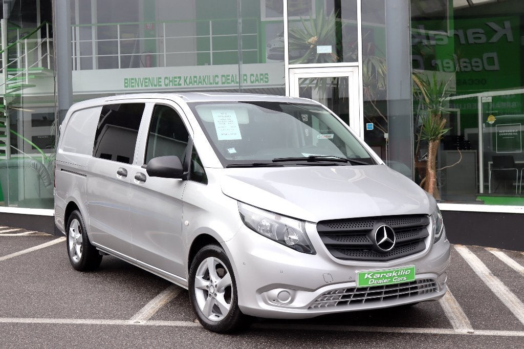 MERCEDES VITO 116CDI LONG 5PLACE BTE AUTO DOUBLE CABINE TVAC, Autos, Cuir, Argent ou Gris, Achat, Euro 6