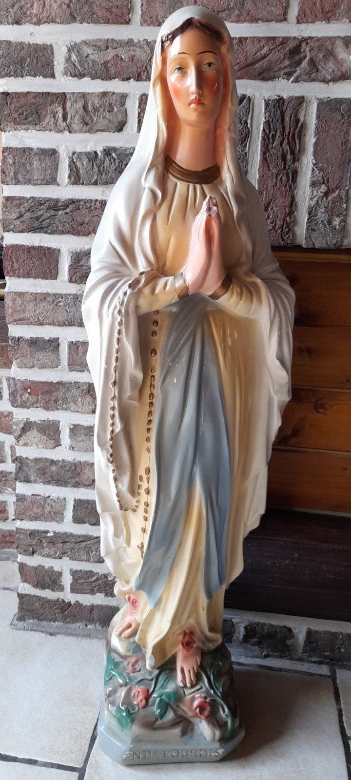 VIERGE DE LOURDES EN PLATRE  85 CM, Antiquités & Art, Enlèvement
