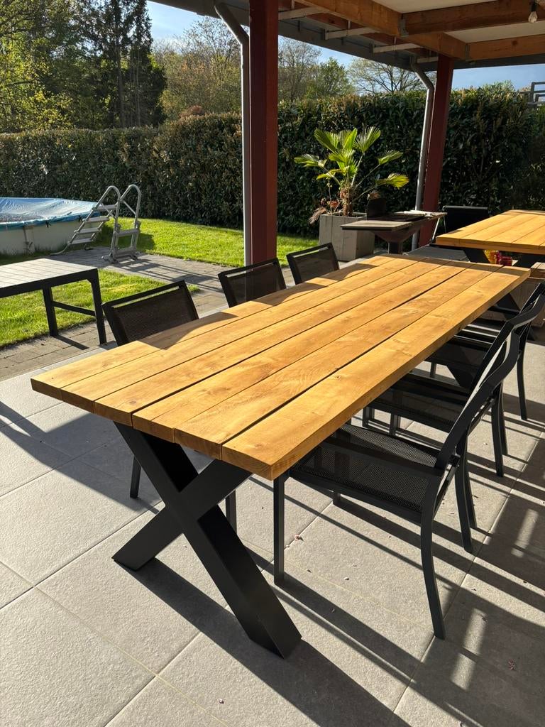 Table de jardin 260 cm - chêne massif - x pieds - neuve, Enlèvement, Neuf, Rectangulaire, Bois