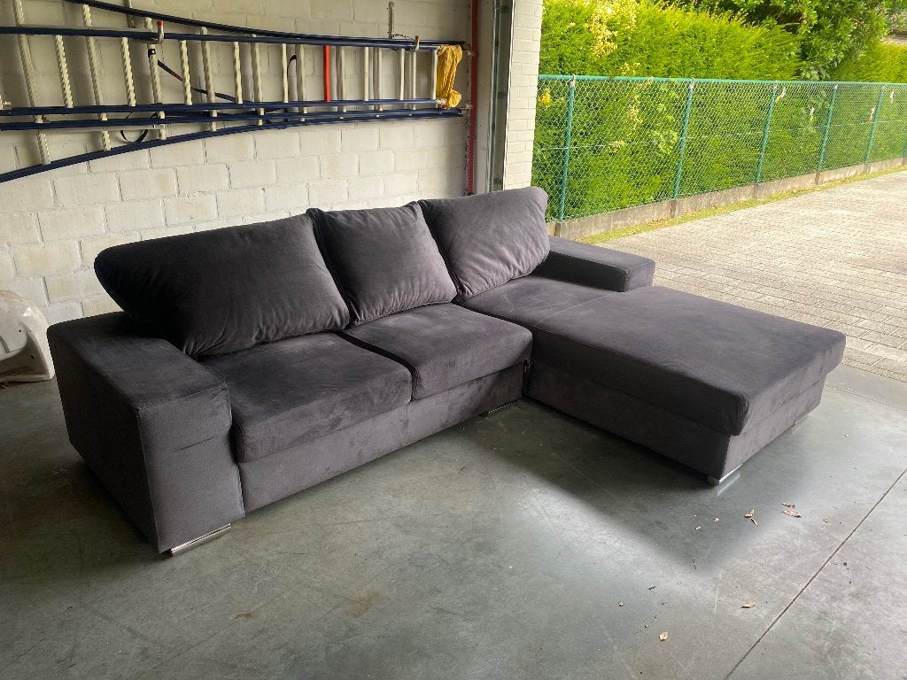 Zetel met chaise long, Ophalen, 250 tot 300 cm, Driepersoons, Zo goed als nieuw