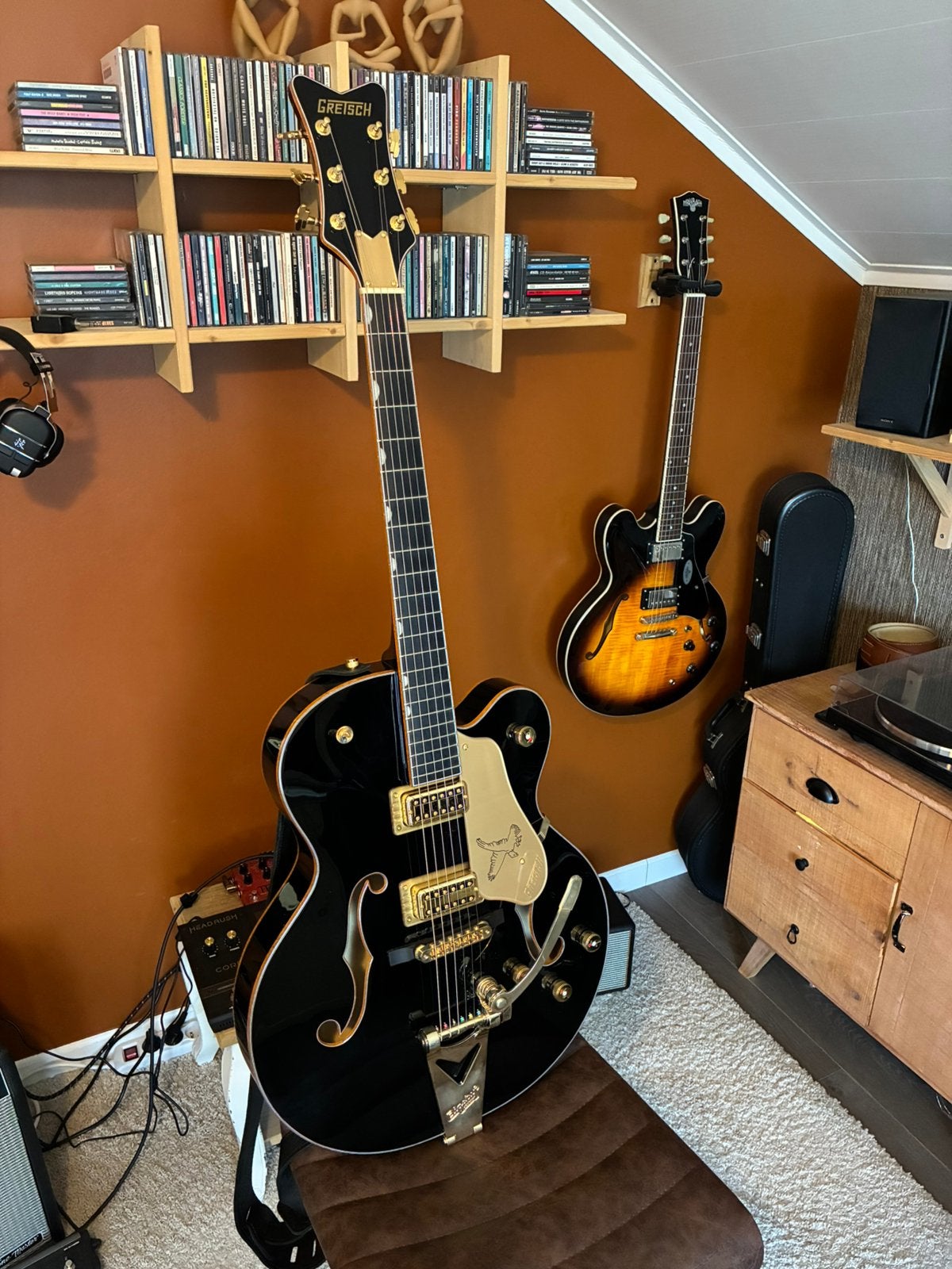 Gretsch Synchromatic Falcon Bigsby Black, Ophalen, Zo goed als nieuw, Hollow body, Overige merken