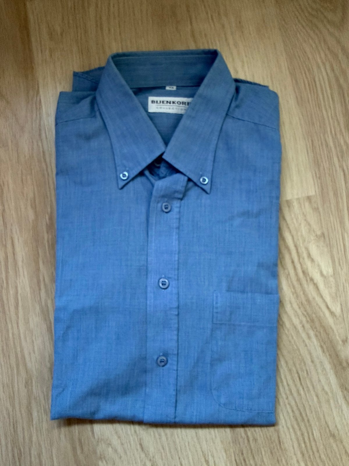 Blauw hemd De Bijenkorf 42, Ophalen of Verzenden, Zo goed als nieuw, Blauw, Halswijdte 41/42 (L)