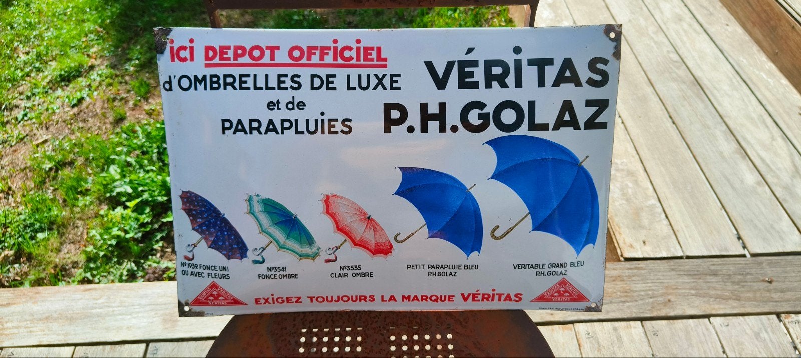 P.H. GOLAZ emaille plaat, Ophalen of Verzenden, Gebruikt, Reclamebord