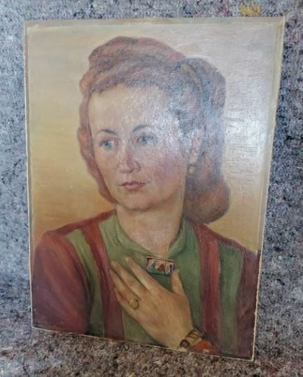 antiek portret 30er jaren op paneel (dubbel), Antiquités & Art, Art | Peinture | Classique, Portrait ou Personnes, Panneau, Enlèvement