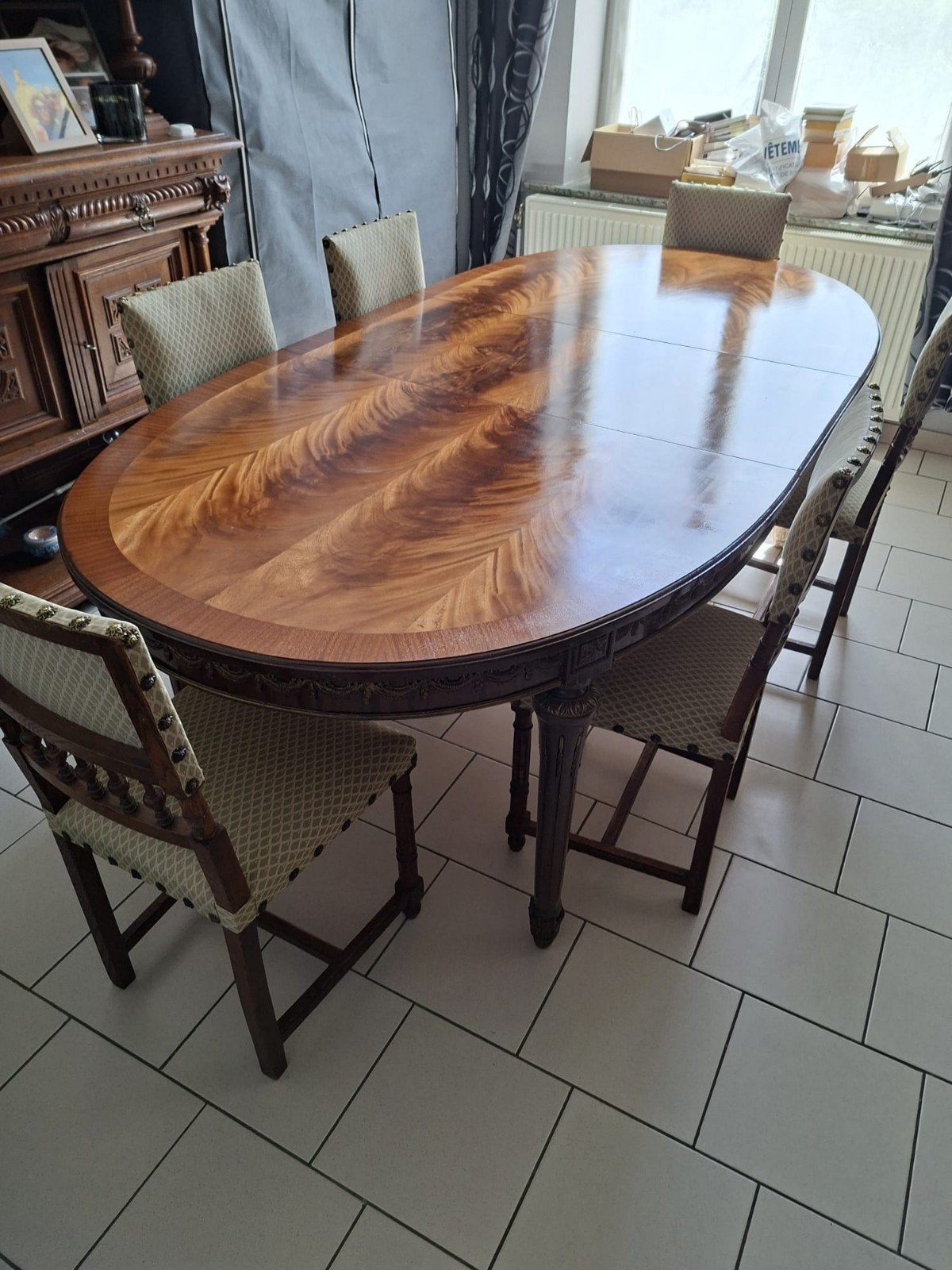 Mooie Louis XVI tafel + stoelen, Maison & Meubles, Enlèvement, Utilisé, Louis XVI, 6 à 8 chaises