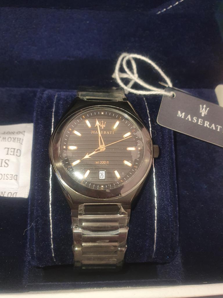 Herenhorloge Maserati Zwart, Handtassen en Accessoires, Horloges | Antiek, Ophalen of Verzenden, Staal, Polshorloge, Overige merken