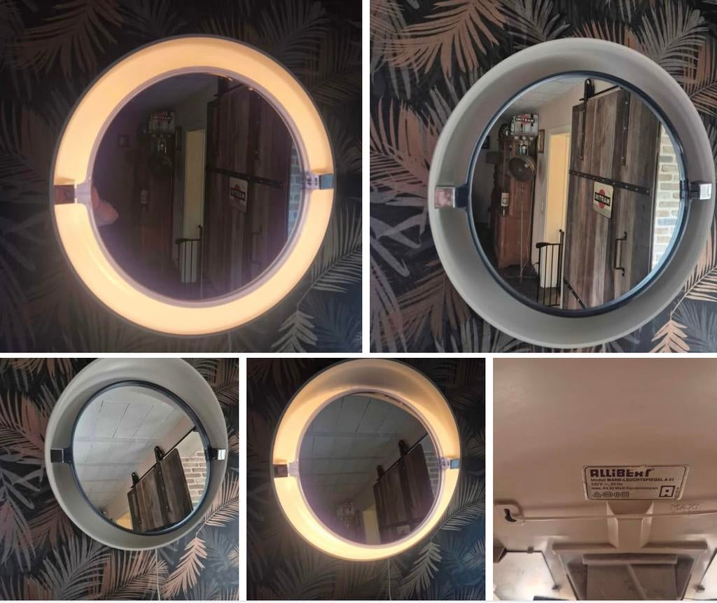 Vintage spiegel, Huis en Inrichting, Lampen | Spots, Ophalen, Kunststof, Gebruikt, Retro