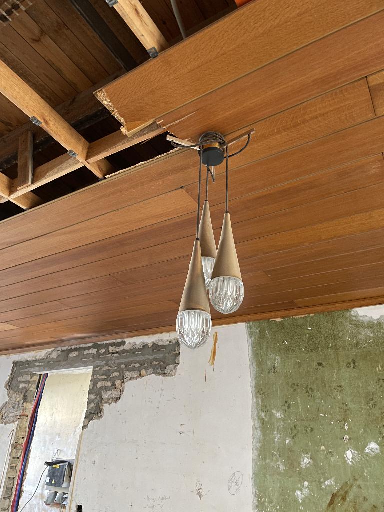 vintage hanglamp, Huis en Inrichting, Lampen | Hanglampen, Ophalen, Gebruikt, 50 tot 75 cm, Glas