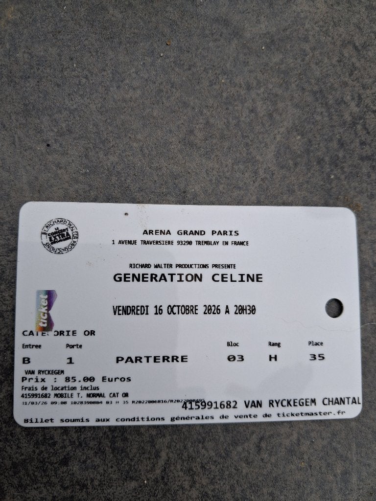 Place Celine Dion +hôtel, Tickets en Kaartjes, Eén persoon