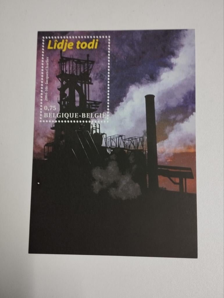 Een postzegelblok over de koolmijn van Luik kleur verschille, Ophalen