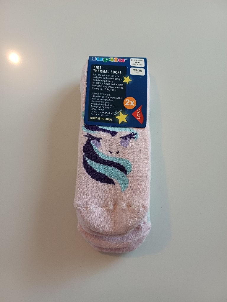 NIEUW 2 paar Glow in the dark anti-slip sokken maat 23/26, Meisje, Nieuw, Ophalen of Verzenden, Lupilu