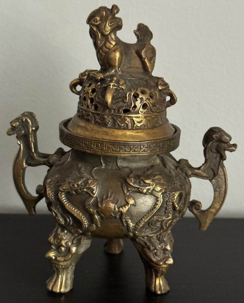Rare Brûleur d'Encens en Bronze Doré Signé, Antiquités & Art, Art | Art non-occidental, Enlèvement ou Envoi, Chine, Bronze, Objet rituel