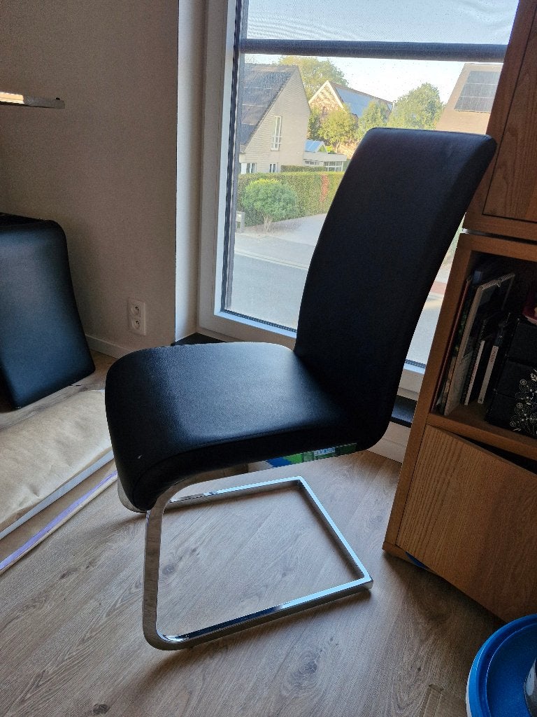 6x Stoel eetsalon, Huis en Inrichting, Stoelen, Ophalen, Kunststof, Gebruikt, Zwart