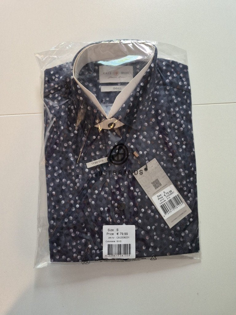Cast Iron | longsleeve polo | blauw > wit  | S | nieuw, Enlèvement ou Envoi, Neuf, Bleu, Cast Iron