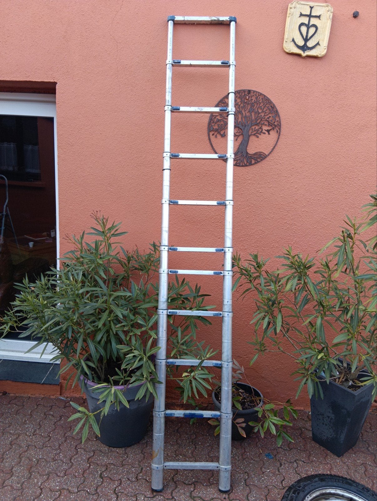 telescopische ladder van aluminium voor 4 meter, Ophalen, Gebruikt, Ladder