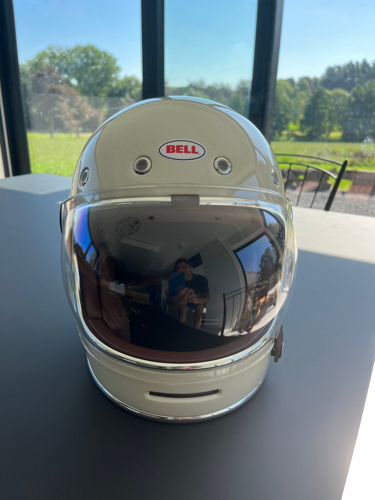 Bell Bullitt vintage motorhelm crème/goud uitstekende staat, Ophalen of Verzenden, M, Integraalhelm