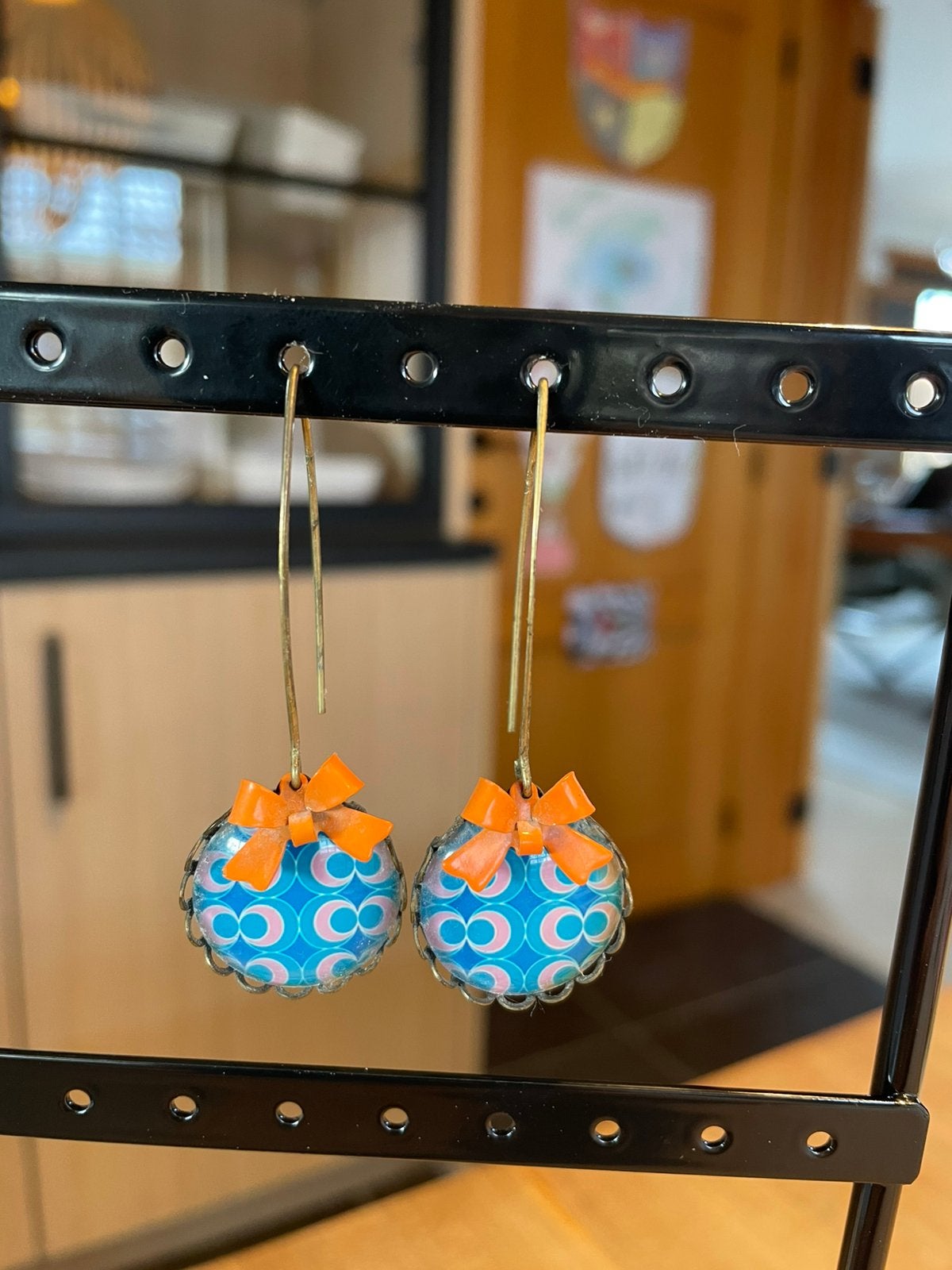 Mooie retro oorbellen, Overige materialen, Oranje, Ophalen of Verzenden, Hangers