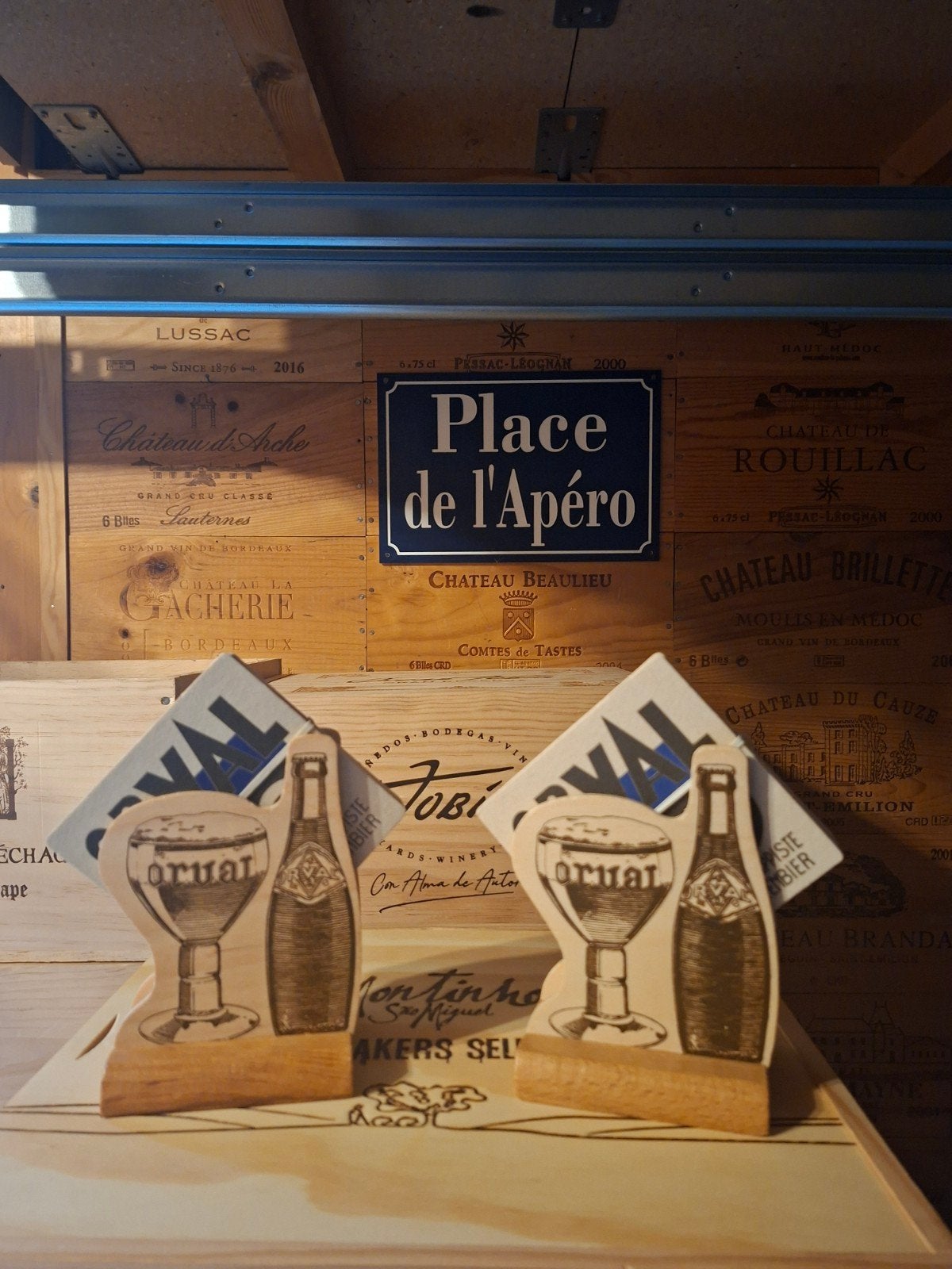 Orval porte sous bock en bois 14cm déco bar cave à bières, Ophalen