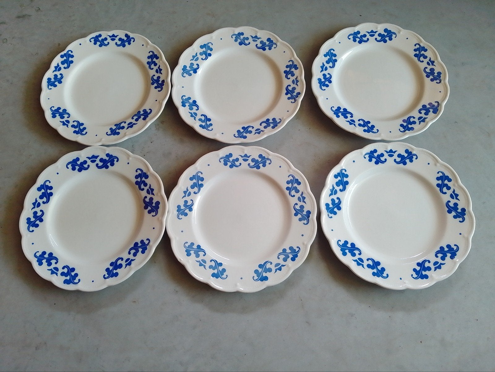 Ensemble d'assiettes à dessert vintage Villeroy Boch bleues, Enlèvement ou Envoi