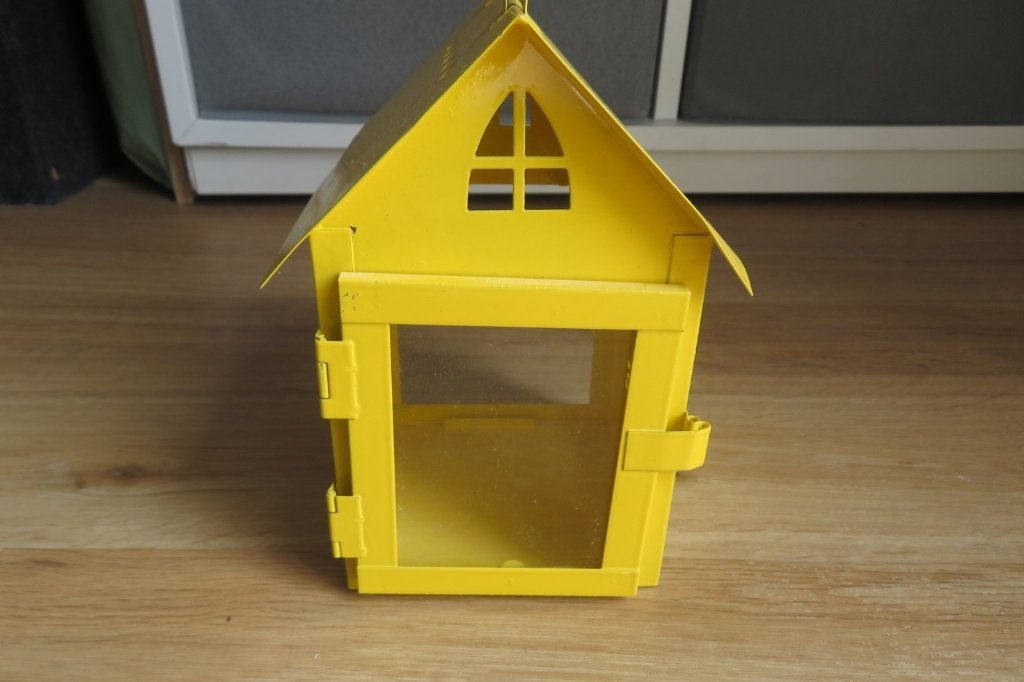 Lanterne jaune "Spring time", Huis en Inrichting, Woonaccessoires | Kandelaars en Kaarsen, Ophalen, Gebruikt, Lantaarn, Geel