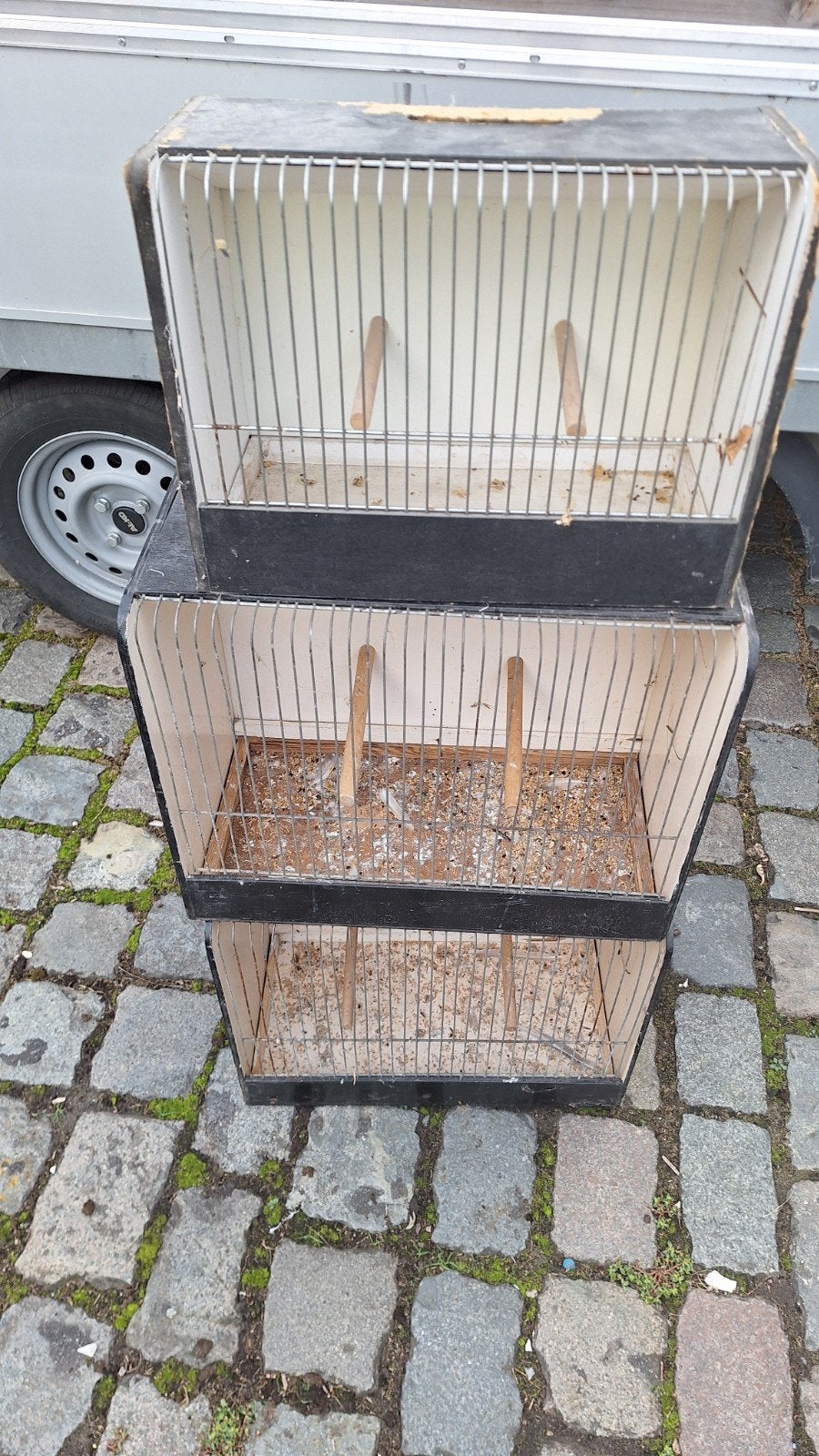 tentoonstelling kooien, Ophalen, Gebruikt, Hout, Vogelkooi