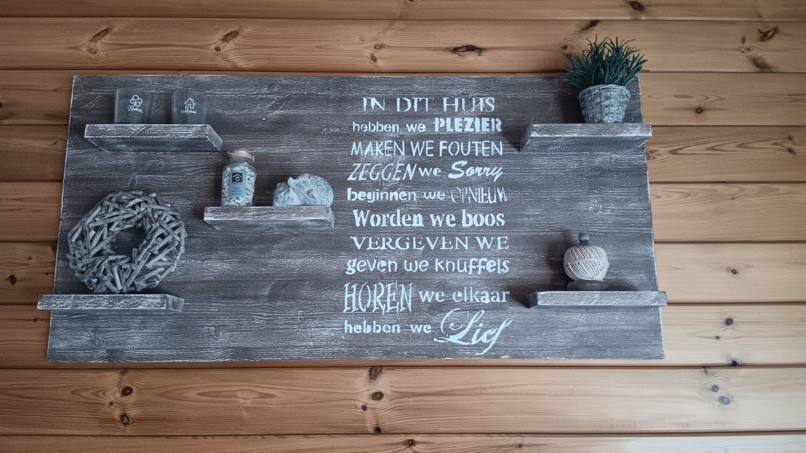 Wandbord met spreuk, Wandbord, Ophalen