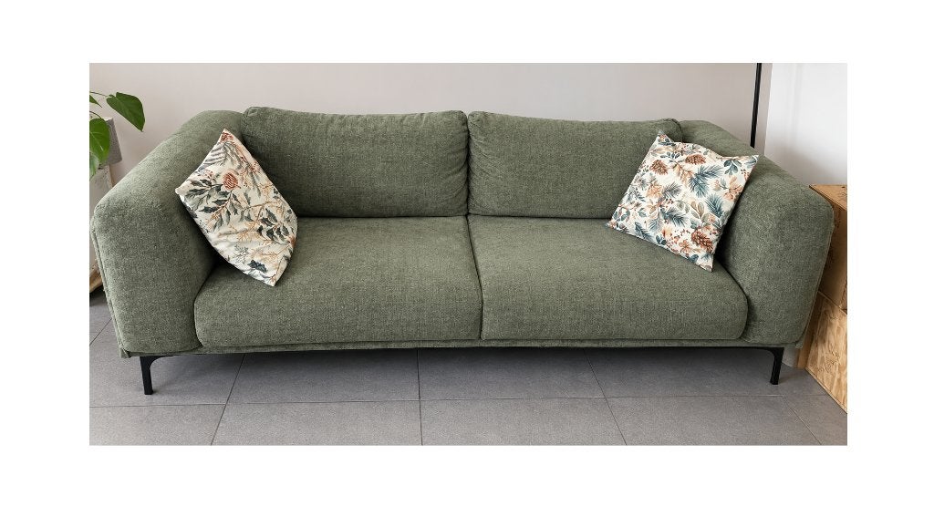 Moderne groene zetel, Ophalen, Gebruikt, Driepersoons, 75 tot 100 cm