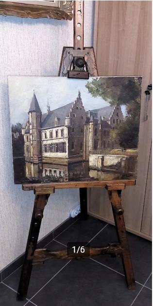 Antieke decoratieve schildersezel + schilderij, Enlèvement