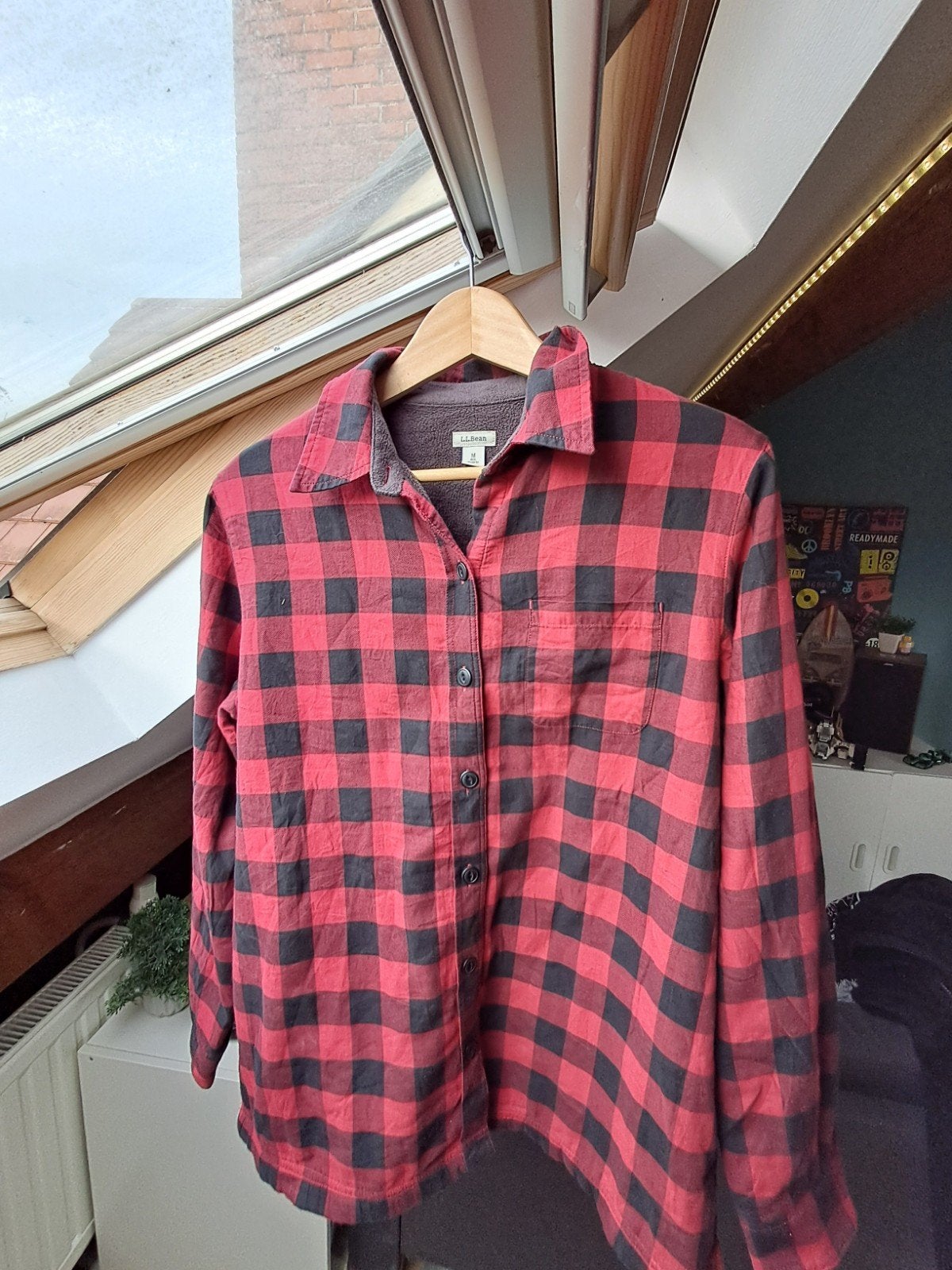 L.L.Bean Chemise Veste Polaire Carreaux Rouge Noir M, Rouge, Enlèvement ou Envoi, Comme neuf, LL bean