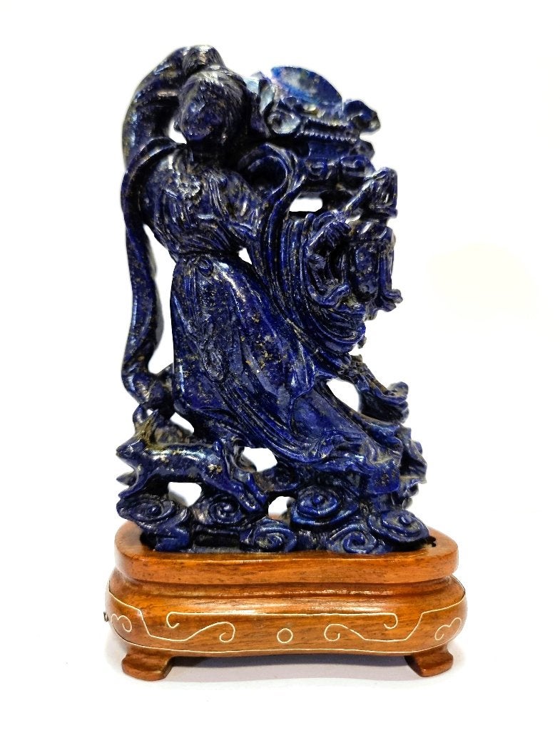 Lapis Lazuli beeld op sokkel., Antiquités & Art, Art | Art non-occidental, Chine, Enlèvement ou Envoi, Sculpture, Sculpté