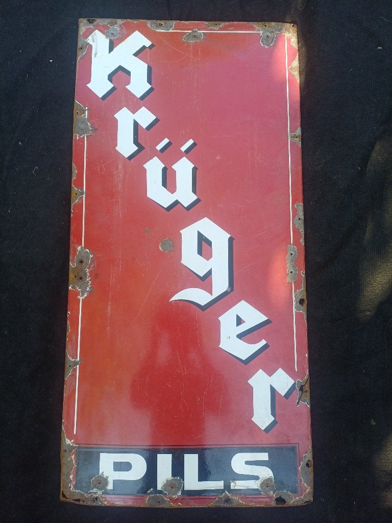 émail Krüger Pils, Collections, Enlèvement, Utilisé