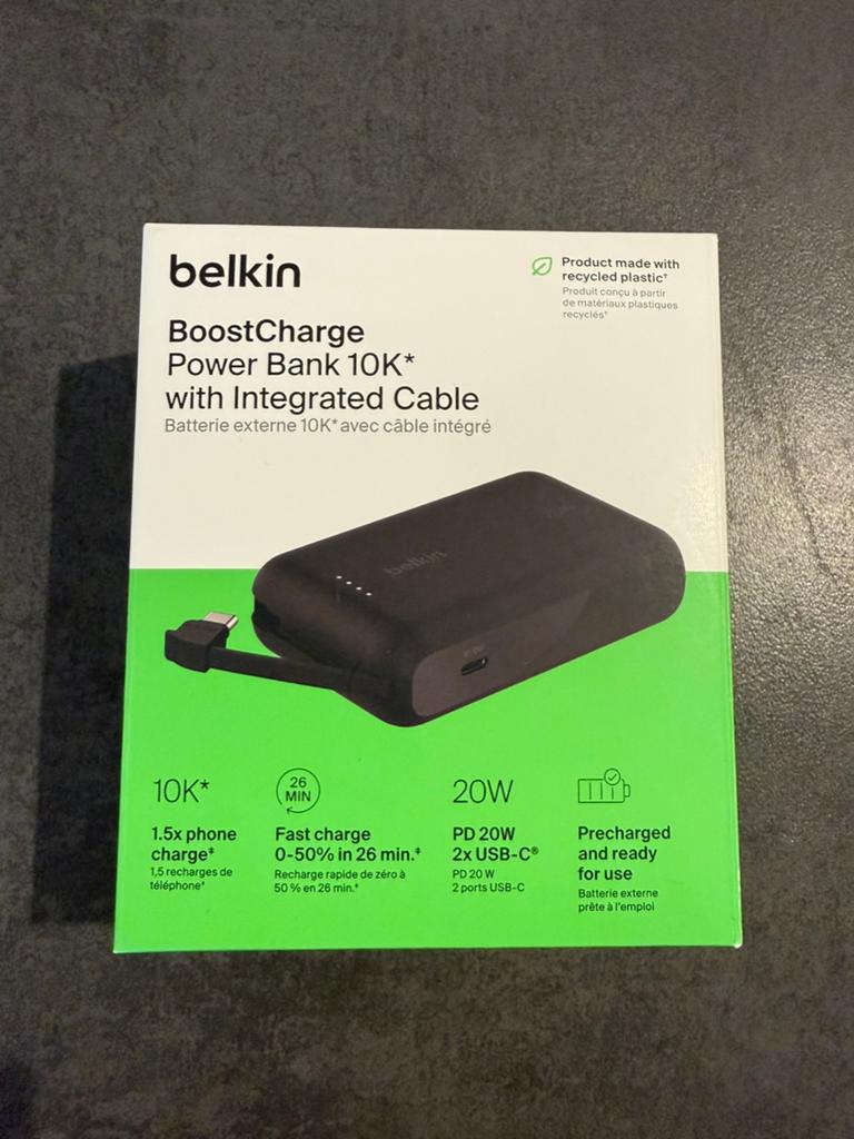 Câble intégré Belkin BoostCharge Power Bank 10K, Enlèvement ou Envoi, Neuf