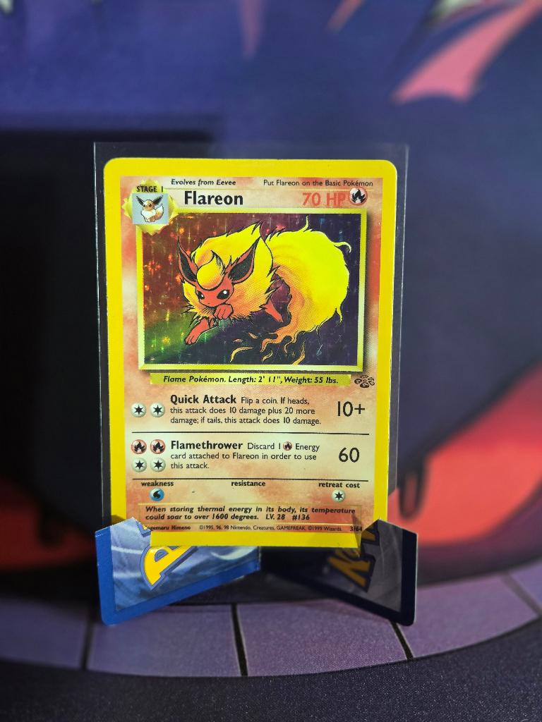 Pokémon Flareon Holo 3/64 Jungle Set, Hobby en Vrije tijd, Verzamelkaartspellen | Pokémon, Ophalen of Verzenden, Foil
