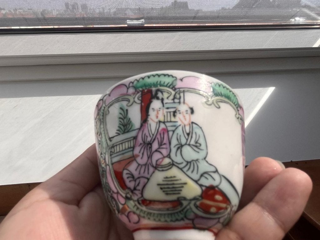 Vintage Theekopje van Chinees Porselein in Macao-stijl, Ophalen of Verzenden