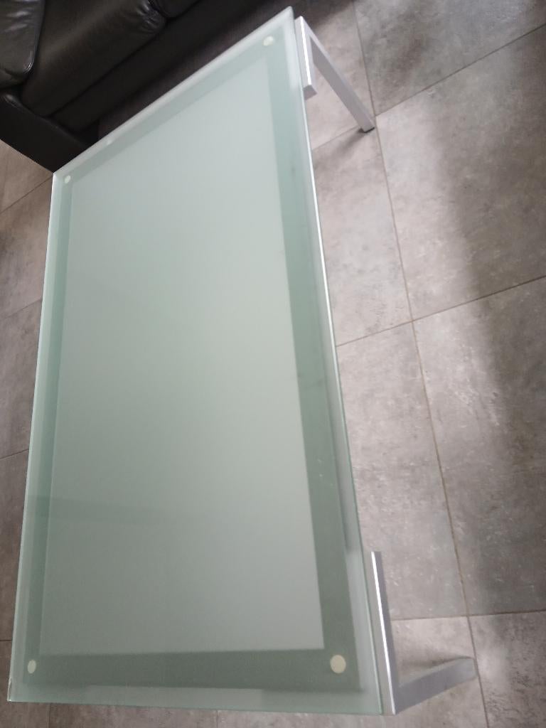 Salontafel met glazen blad, Ophalen, Gebruikt, 100 tot 150 cm, 50 tot 100 cm