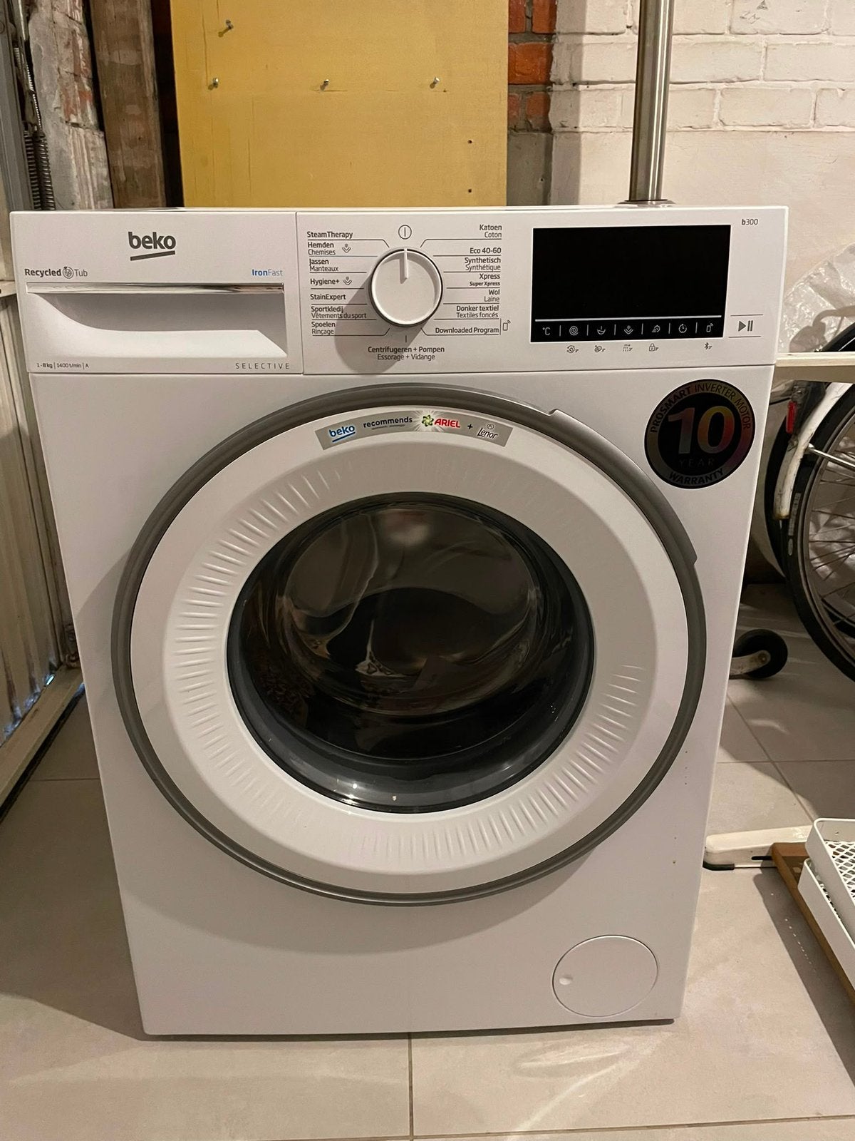 Wasmachine Beko B3WT5841WS2, Elektronische apparatuur, Wasmachines, Ophalen, 1200 tot 1600 toeren, 8 tot 10 kg, Zo goed als nieuw