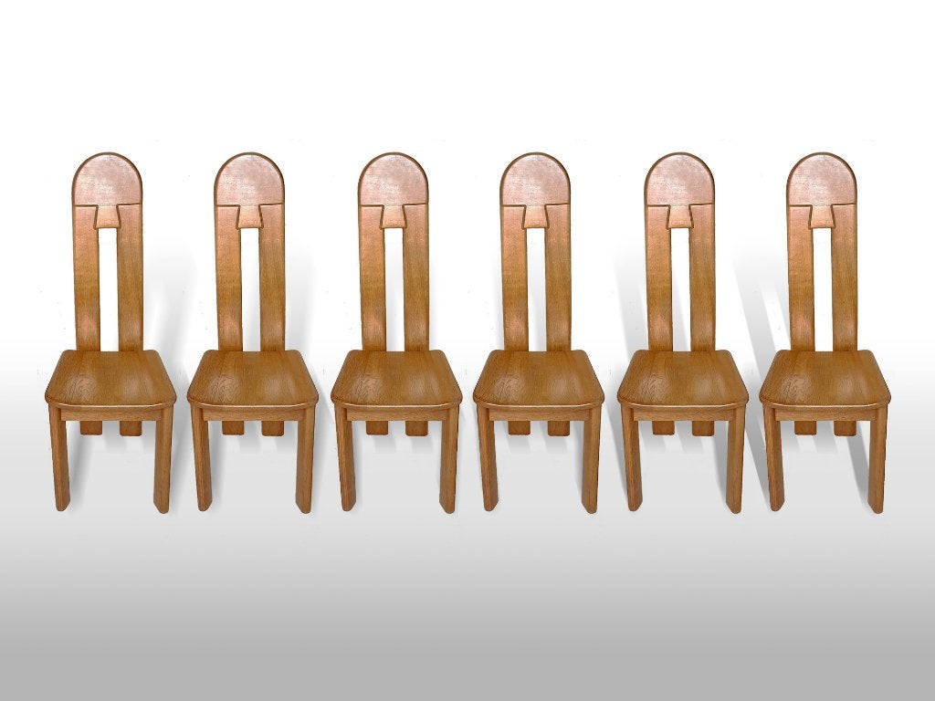 Chaises de salle à manger De Puydt 6 pièces, Maison & Meubles, Chaises, Brun, Enlèvement, Vintage brutalist design, Bois
