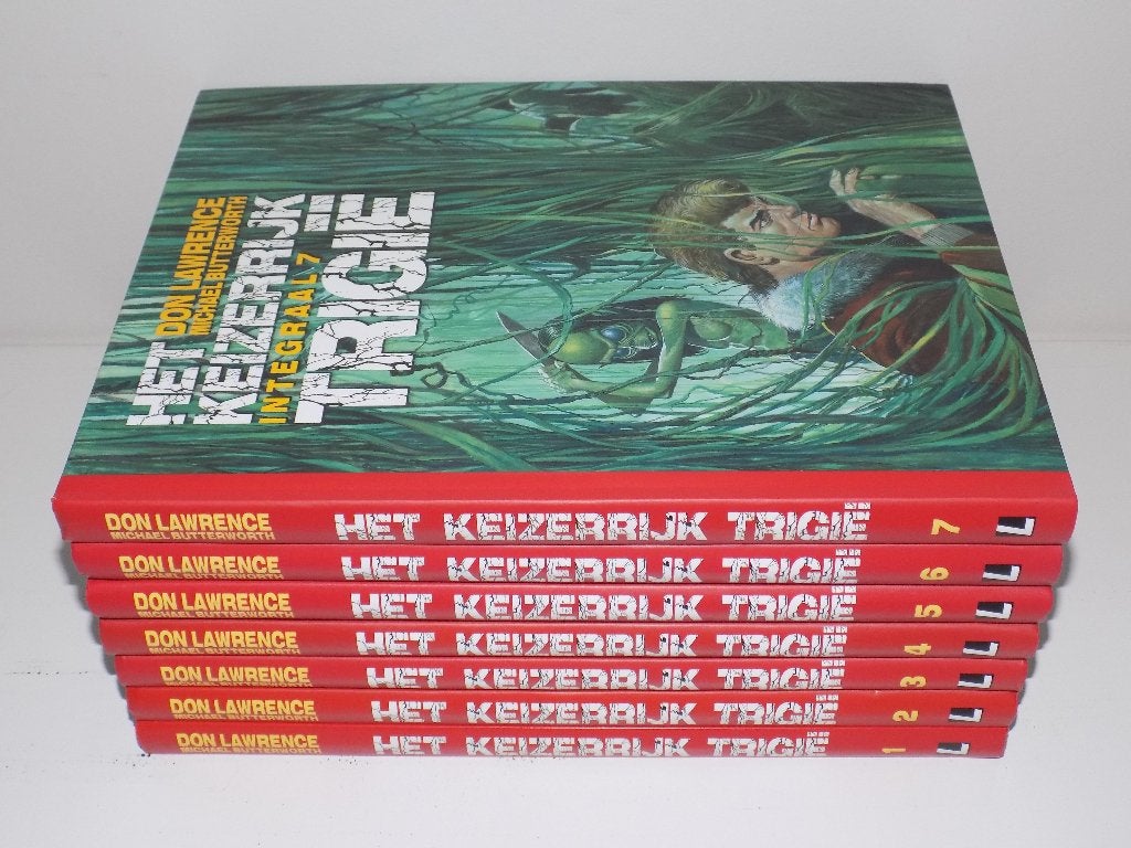 Trigië ~ Complete serie Integrale hardcovers 1 t/m 7, Complete serie of reeks, Verzenden, Zo goed als nieuw, Don Lawrence