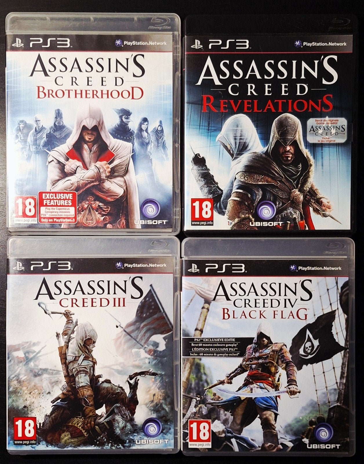 Pack combiné PS3 Assassin's Creed : 4 jeux, Enlèvement ou Envoi, Utilisé, À partir de 18 ans