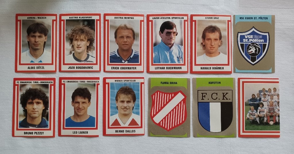 12 stickers Oostenrijkse Bundesliga 1989, Ophalen of Verzenden, Zo goed als nieuw, Meerdere stickers
