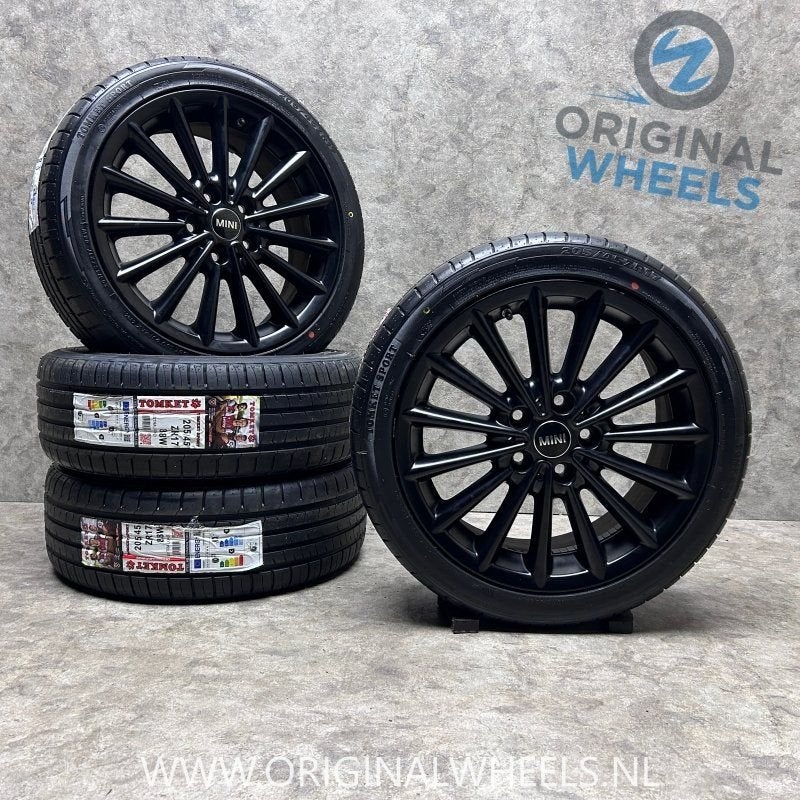 17 inch originele JCW Multi spoke velgen + zomerbanden Mini, Gebruikt, -, -, Banden en Velgen