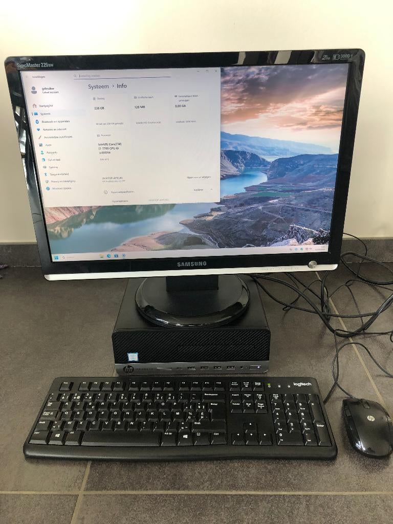 Snelle HP i7 Computer + Scherm – SSD – Complete Set- win11, Computers en Software, Desktop Pc's, Refurbished, 4 Ghz of meer, SSD